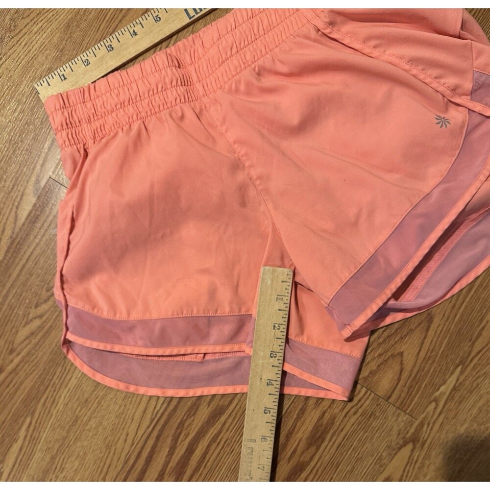 Athleta Mesh Racer Run Mid Rise 4” Shorts Pull On Running in Orange XS FLAWS - Picture 10 of 10